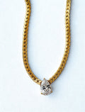 CZ Teardrop Herringbone Necklace